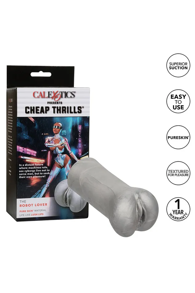 Cal Exotics Male Sex Toys Cal Exotics Cheap Thrills The Robot Lover Stroker Silver