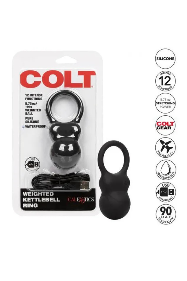 Cal Exotics Male Sex Toys Cal Exotics Colt Weighted Kettlebell Cock Ring Black