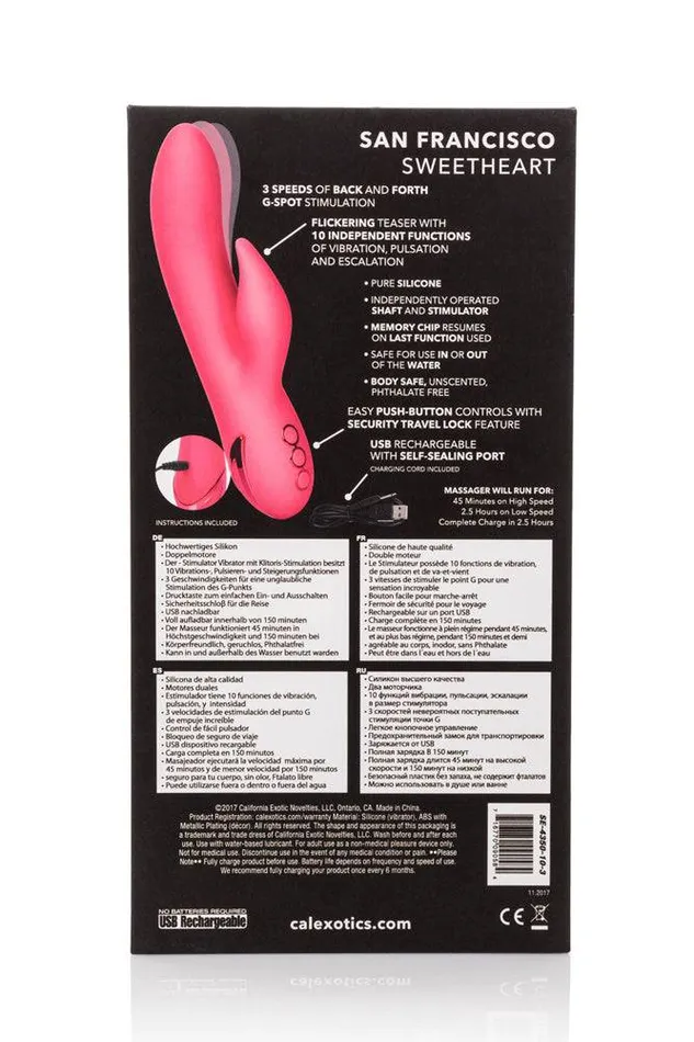 Cal Exotics Vibrators Cal Exotics California Dreaming San Fran Sweetheart Rabbit Vibe Coral