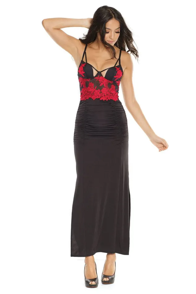 Coquette Anal Coquette 3870 Embroidered Gown BlackRed