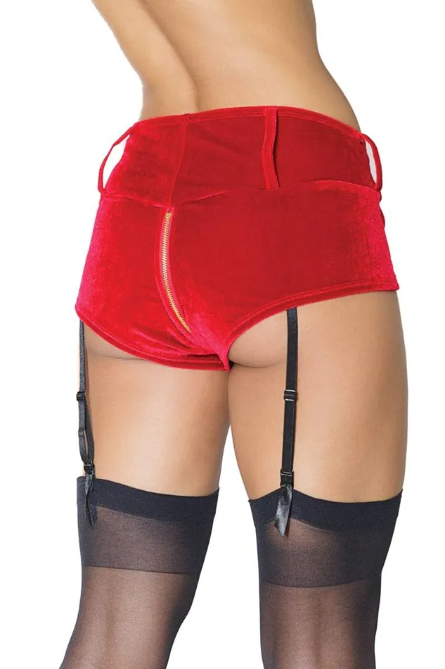 Coquette Vibrators Coquette 21325 Velvet Garter Shorts Red OS