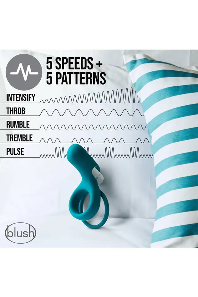 Couples Blush Blush Novelties Noje C2 Juniper Vibrating Cock Ring Teal