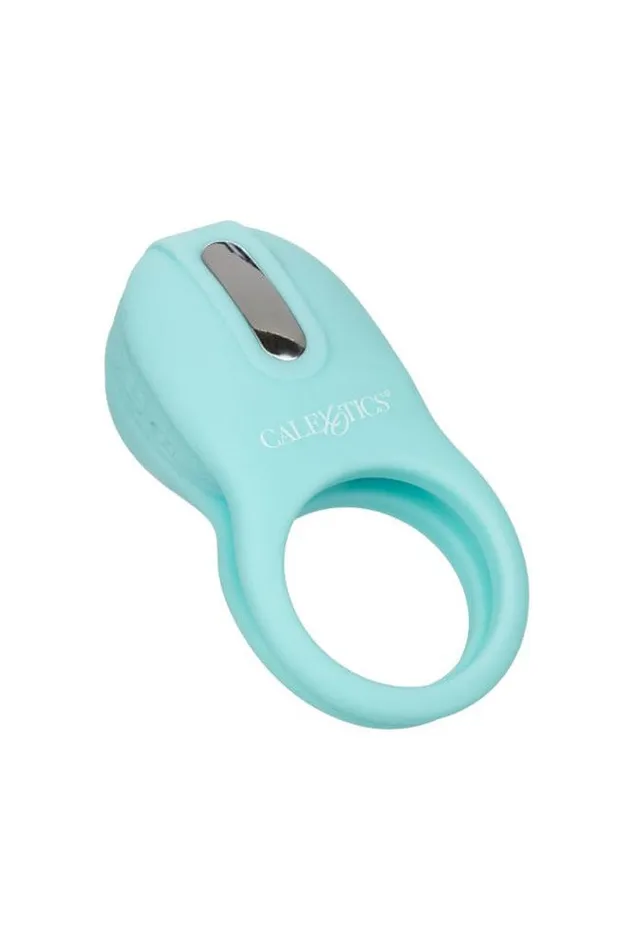 Couples Cal Exotics Couples Enhancer Rechargeable French Kiss Enhancer Cock Ring Aqua Cal Exotics