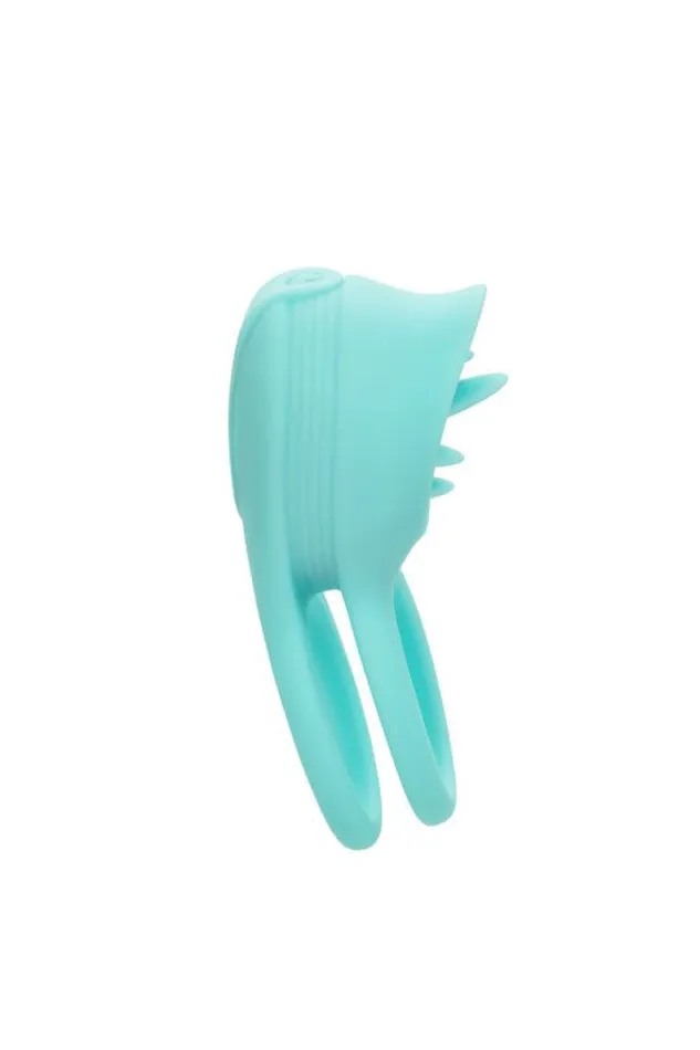 Couples Cal Exotics Couples Enhancer Rechargeable French Kiss Enhancer Cock Ring Aqua Cal Exotics