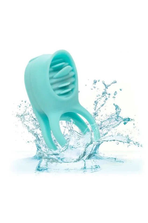 Couples Cal Exotics Couples Enhancer Rechargeable French Kiss Enhancer Cock Ring Aqua Cal Exotics