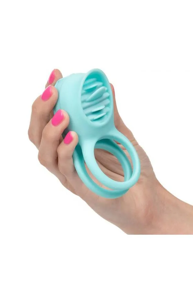 Couples Cal Exotics Couples Enhancer Rechargeable French Kiss Enhancer Cock Ring Aqua Cal Exotics