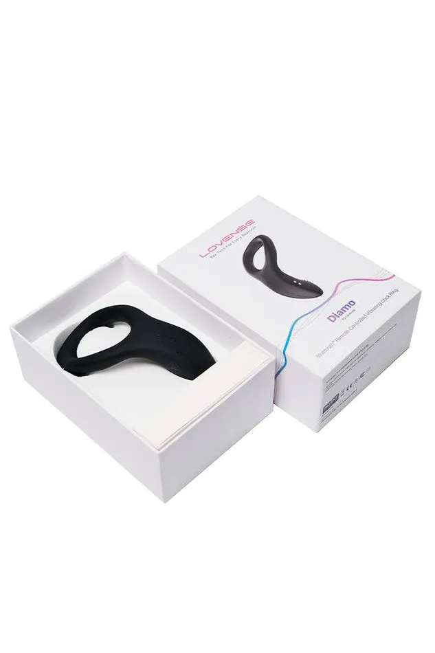 Couples Lovense Diamo Bluetooth Vibrating Cock Ring Black Lovense