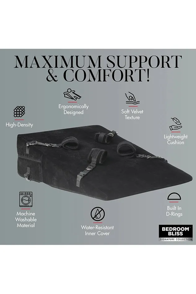 Couples XR Brands XR Brands Bedroom Bliss XL Bondage Cushion Position Aid with Restraints Black