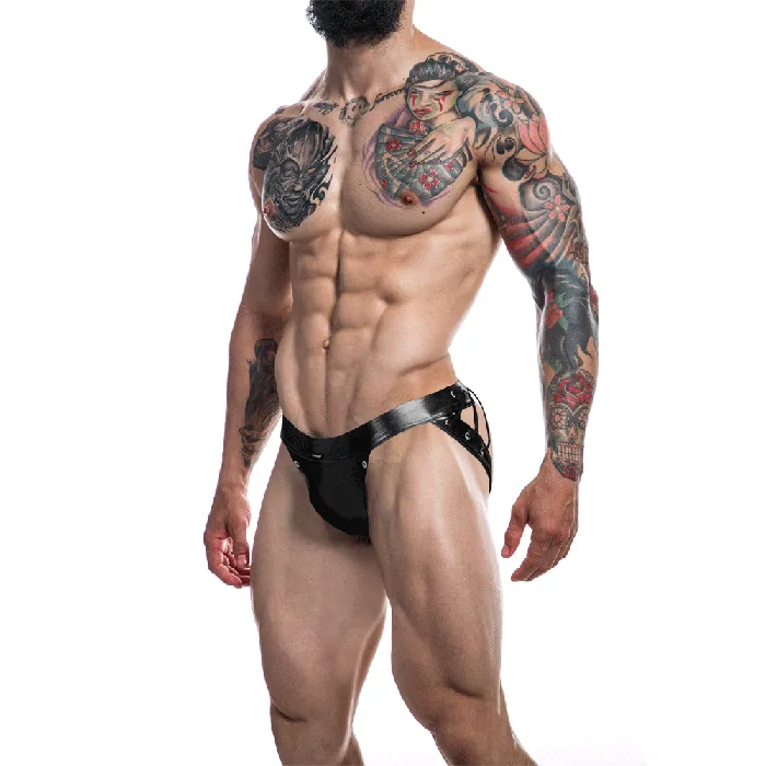 CUT 4 MEN Mens Underwear C4M Desire Jockstrap Black Leatherette