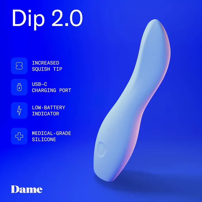 Dame Products Female Sex Toys Dame Dip 20 Bullet Vibrator Periwinkle
