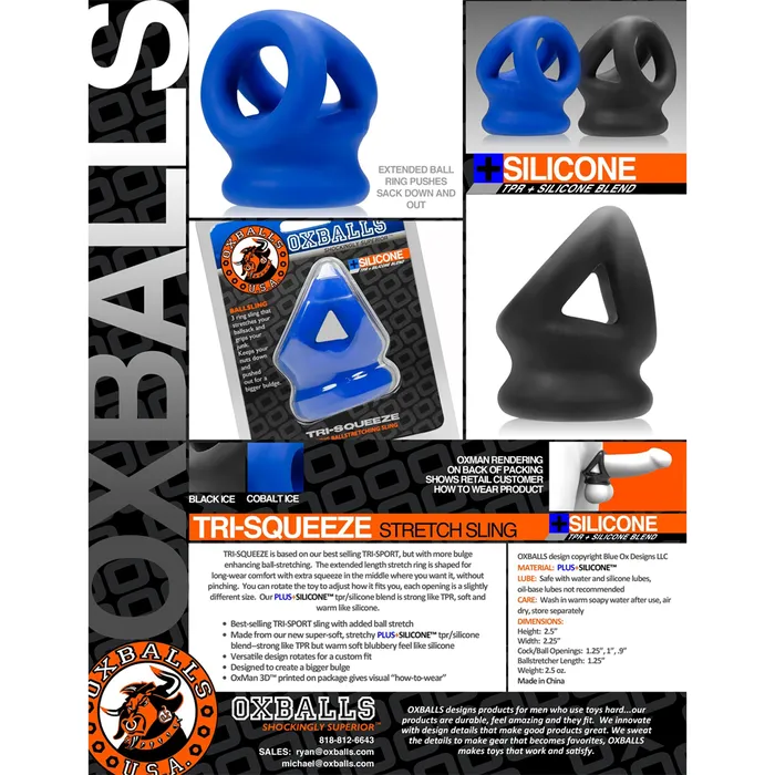 Dildos OXBALLS Oxballs Tri Squeeze Cock Sling Black