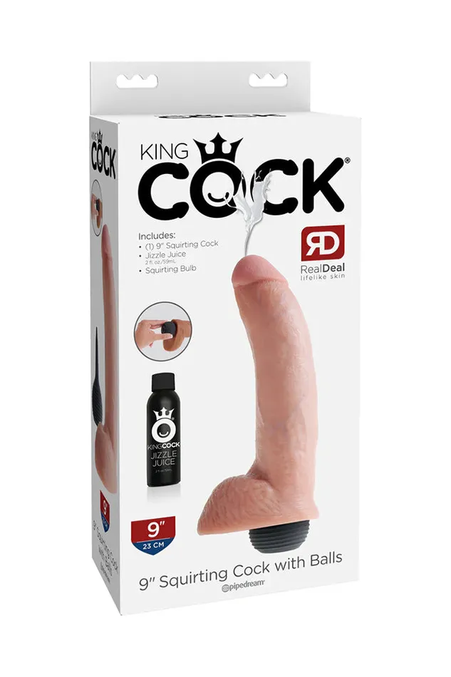 Dildos Pipedream Pipedream King Cock Squirting Realistic Cock with Balls 9 inch Beige