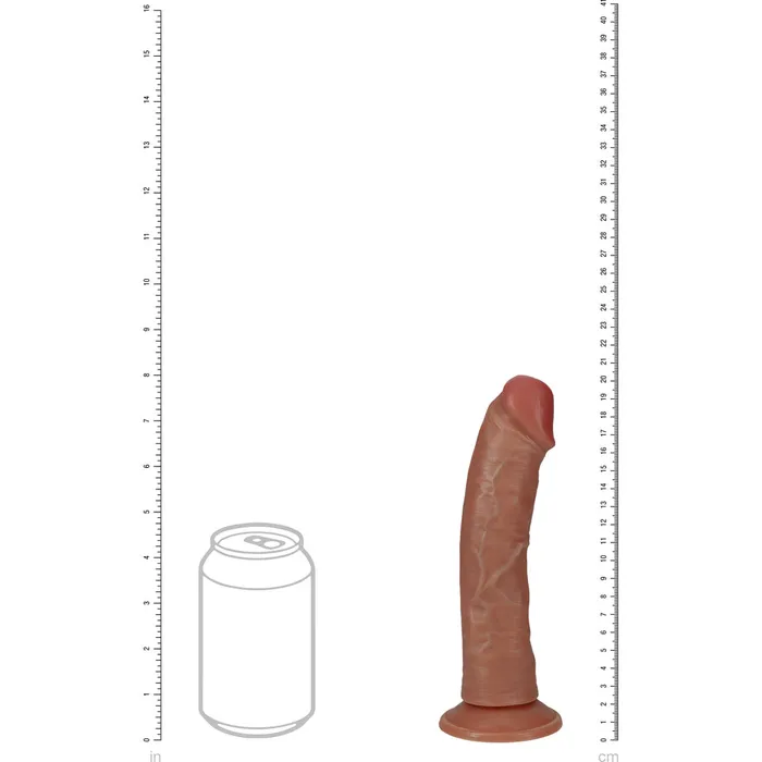 Dildos Shots Toys Shots Real Rock Realistic Curved Rotating Dildo 8 Inch Tan