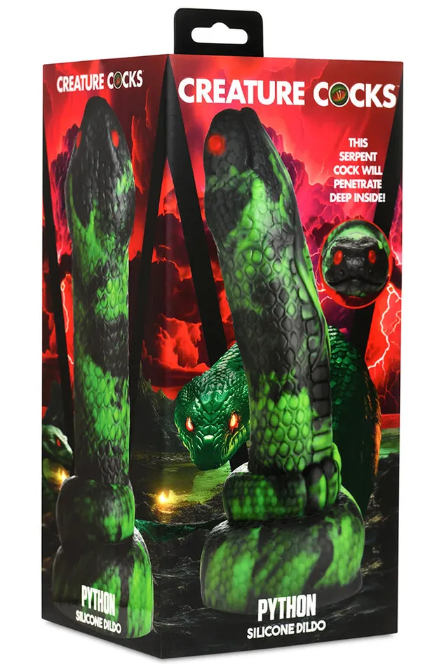 Dildos XR Brands XR Brands Creature Cocks Python Silicone Dildo GreenBlack