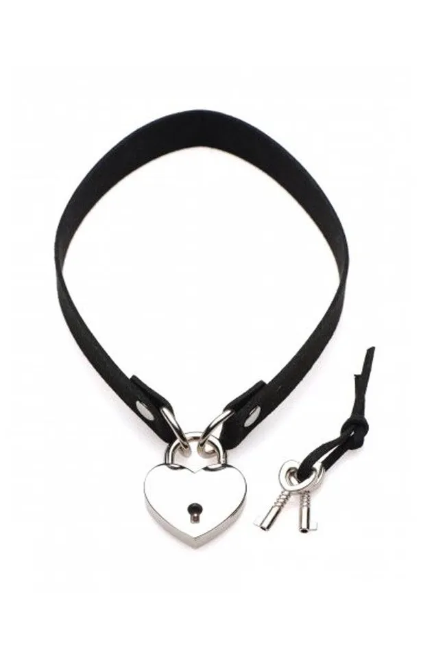 Dildos XR Brands XR Brands Master Series LockIt Heart Choker with Key Black Dildos XR Brands XR Brands Master Series LockIt Heart Choker with Key Black