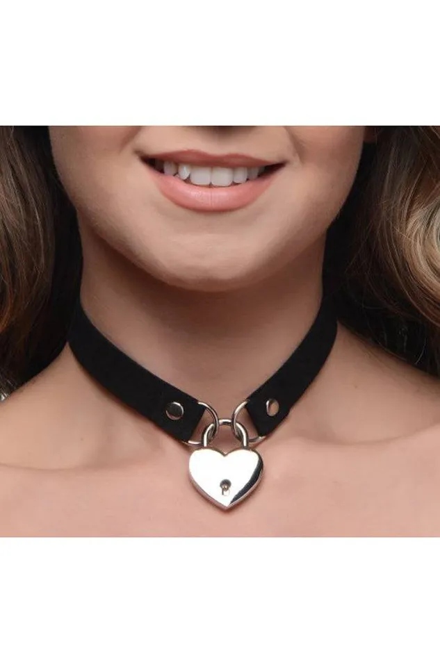 Dildos XR Brands XR Brands Master Series LockIt Heart Choker with Key Black