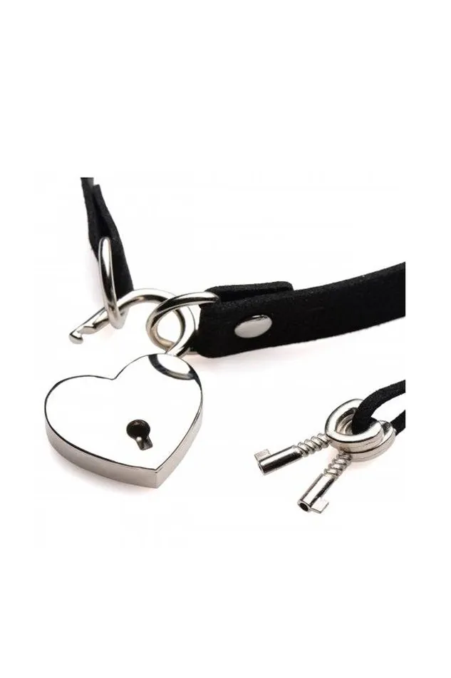 Dildos XR Brands XR Brands Master Series LockIt Heart Choker with Key Black