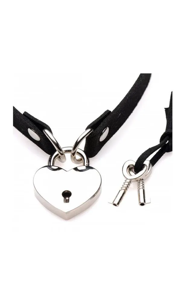 Dildos XR Brands XR Brands Master Series LockIt Heart Choker with Key Black