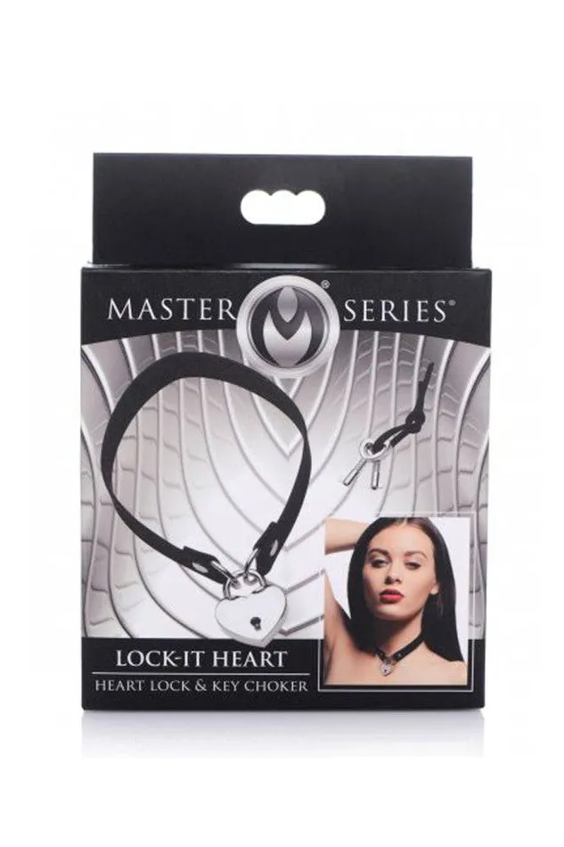 Dildos XR Brands XR Brands Master Series LockIt Heart Choker with Key Black