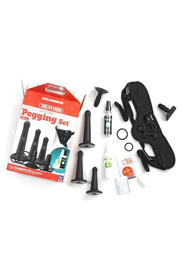 Doc Johnson Dildos VacULock by Doc Johnson Silicone Pegging Set Black
