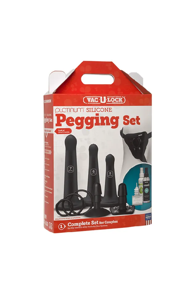 Doc Johnson Dildos VacULock by Doc Johnson Silicone Pegging Set Black