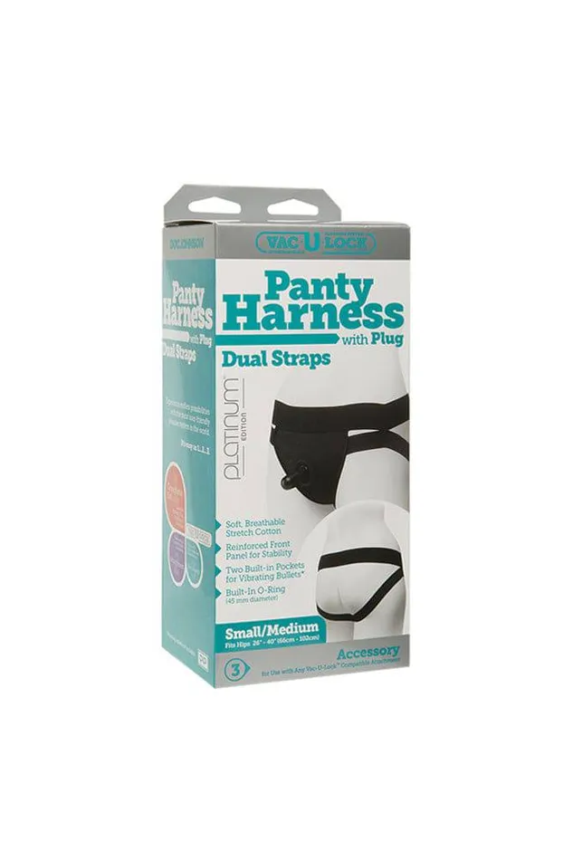 Doc Johnson Female Sex Toys VacULock by Doc Johnson Panty Harness w Plug Black