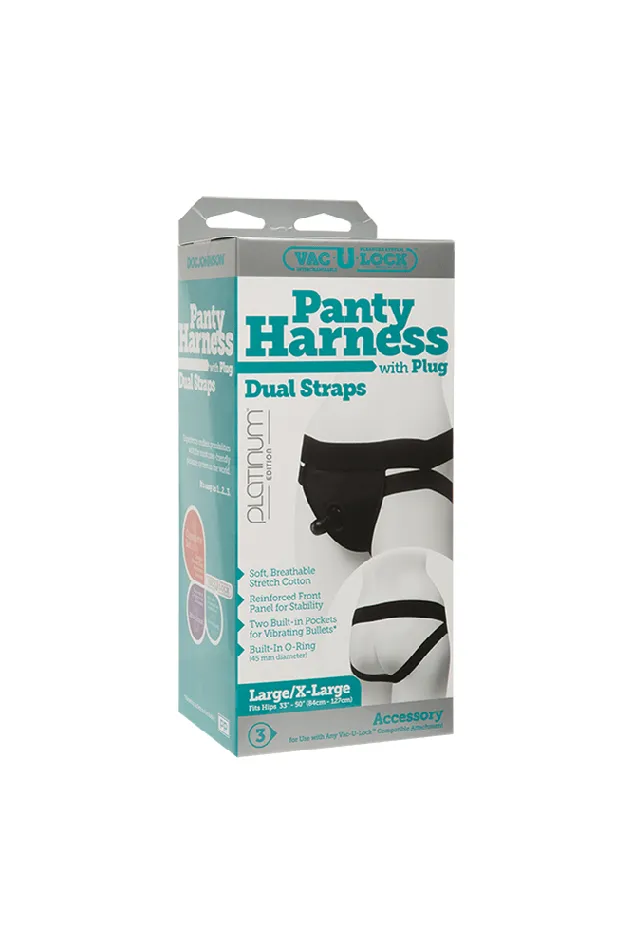 Doc Johnson Female Sex Toys VacULock by Doc Johnson Panty Harness w Plug Black