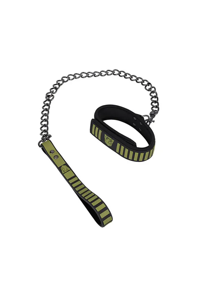 Doc Johnson Fort Troff Tactical Collar Leash BlackGreen Doc Johnson Anal