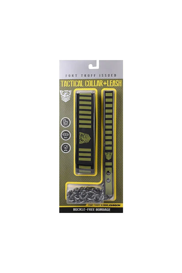Doc Johnson Fort Troff Tactical Collar Leash BlackGreen Doc Johnson Anal