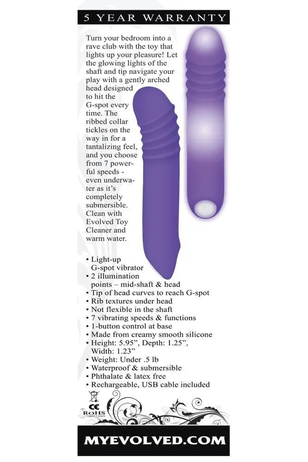 Evolved GRave Light Up G Spot Vibrator Purple Evolved Vibrators