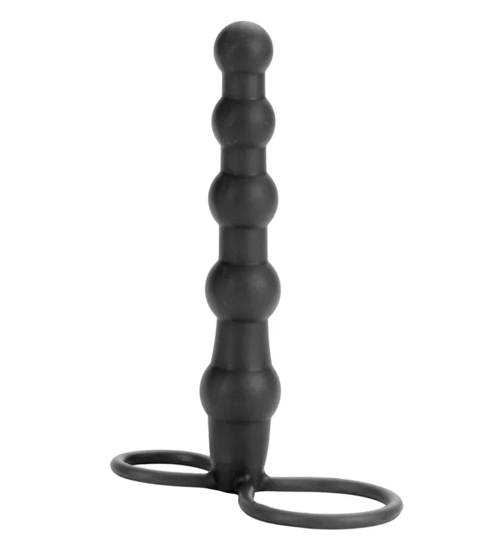 Female Sex Toys California Exotics Beaded Dual Penetrator StrapOn