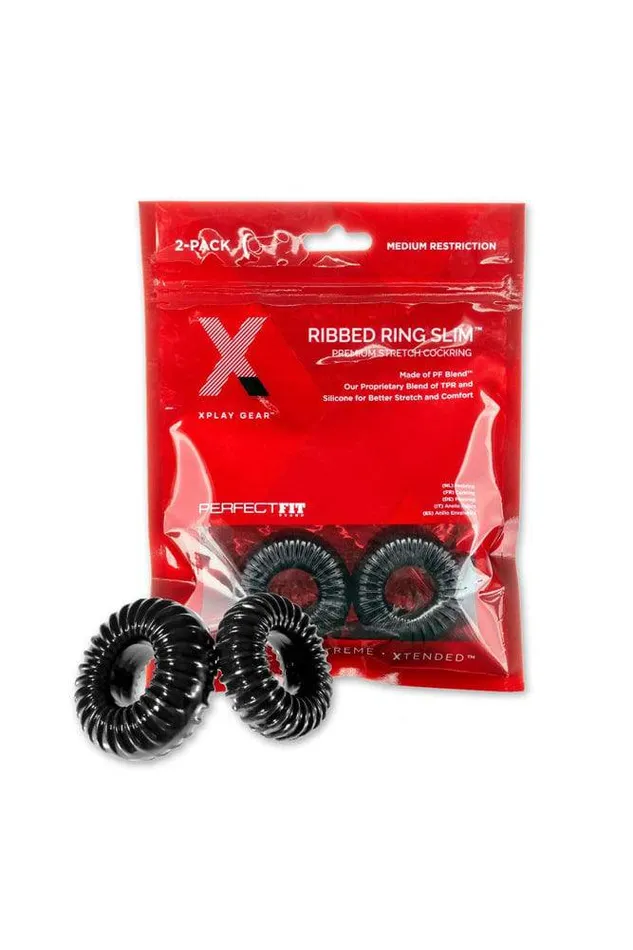 Female Sex Toys Perfect Fit Perfect Fit Xplay Ribbed Slim Cock Rings 2pk