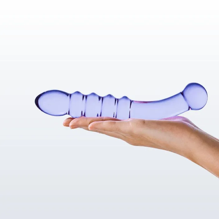 Gls Dildos Gls Purple Rain 85 Beaded Ribbed Glass Dildo