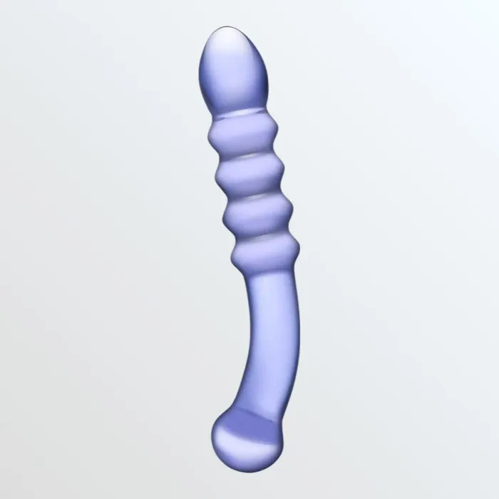 Gls Dildos Gls Purple Rain 85 Beaded Ribbed Glass Dildo