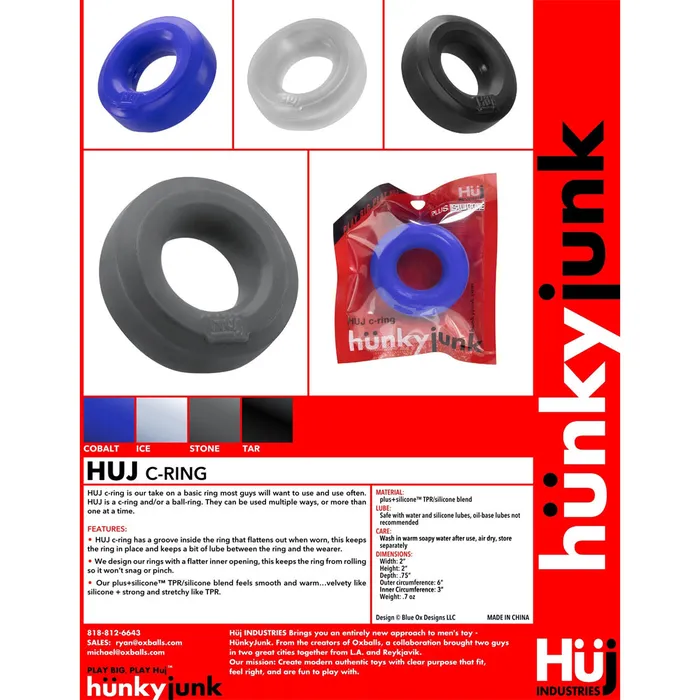 HunkyJunk Male Sex Toys HunkyJunk HUJ Cock Ring Ice