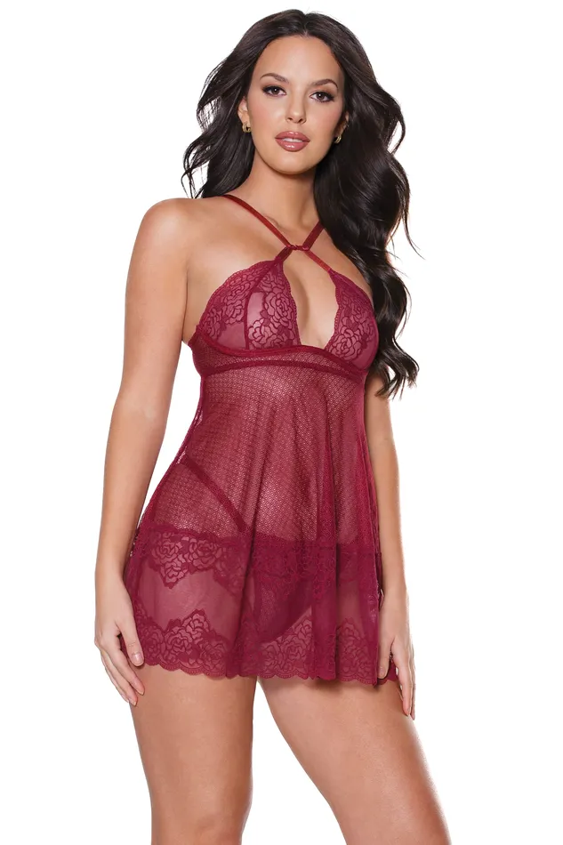 Male Sex Toys Coquette Coquette 22312 Babydoll Thong Merlot