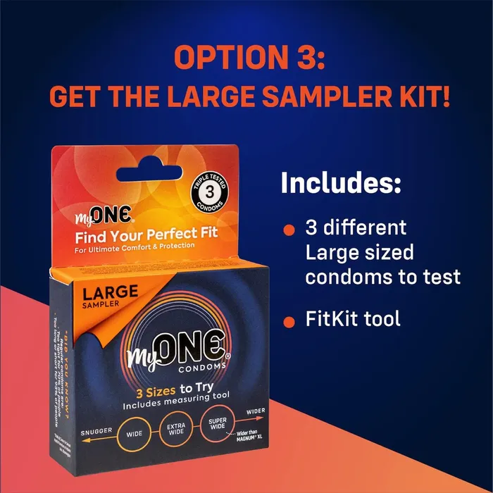 Male Sex Toys MyONE myONE Large Condom Sampler With FitKit Measuring Tool