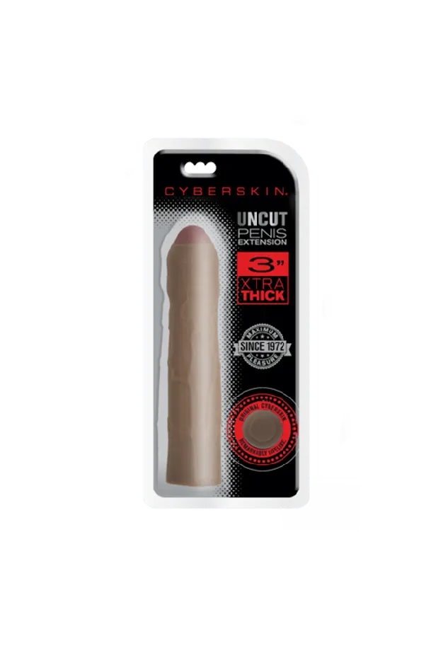 Male Sex Toys Topco Cyberskin 3 Inch Xtra Thick Uncut Penis Extension Dark Topco