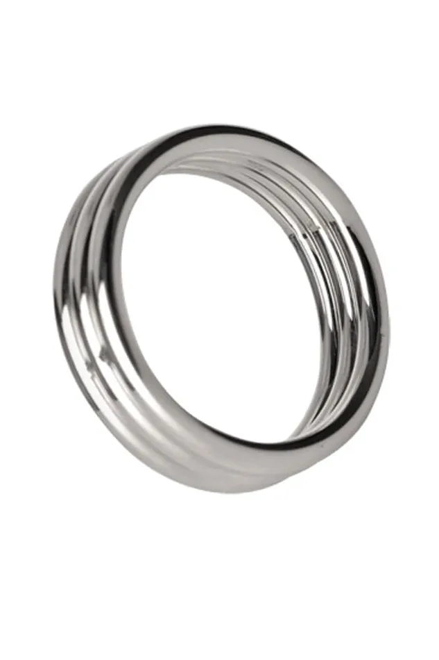 Male Sex Toys XR Brands XR Brands Master Series Echo Stainless Steel Triple Cock Ring Silver Male Sex Toys XR Brands XR Brands Master Series Echo Stainless Steel Triple Cock Ring Silver