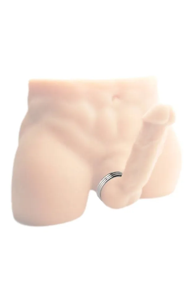 Male Sex Toys XR Brands XR Brands Master Series Echo Stainless Steel Triple Cock Ring Silver