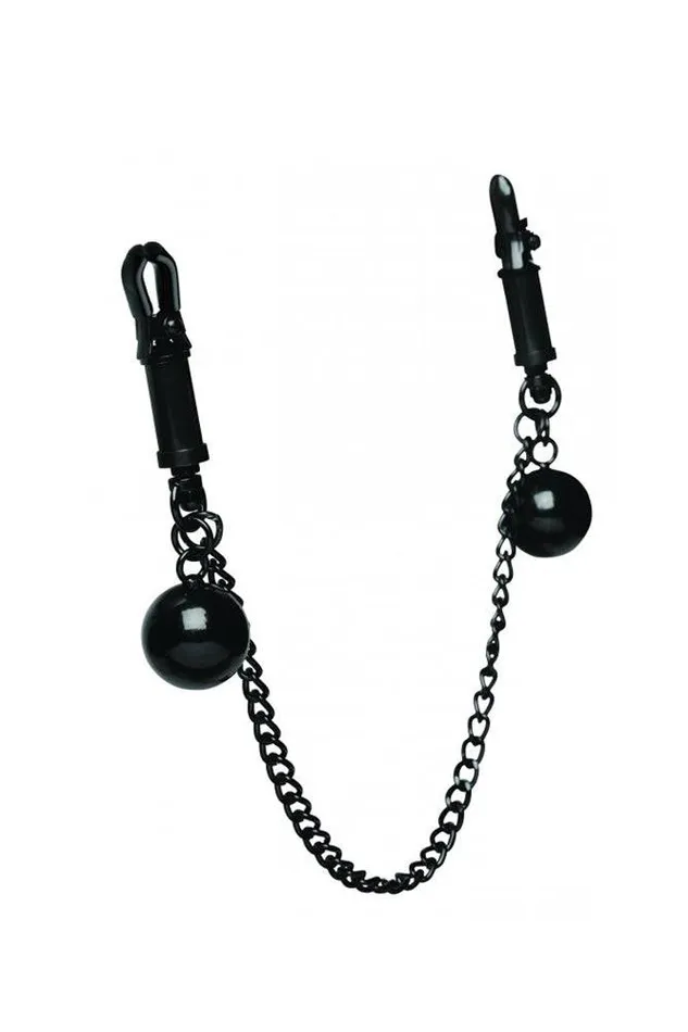 Male Sex Toys XR Brands XR Brands Mistress by Isabella Sinclaire Nipple Clamps w Ball Weights Chain Male Sex Toys XR Brands XR Brands Mistress by Isabella Sinclaire Nipple Clamps w Ball Weights Chain