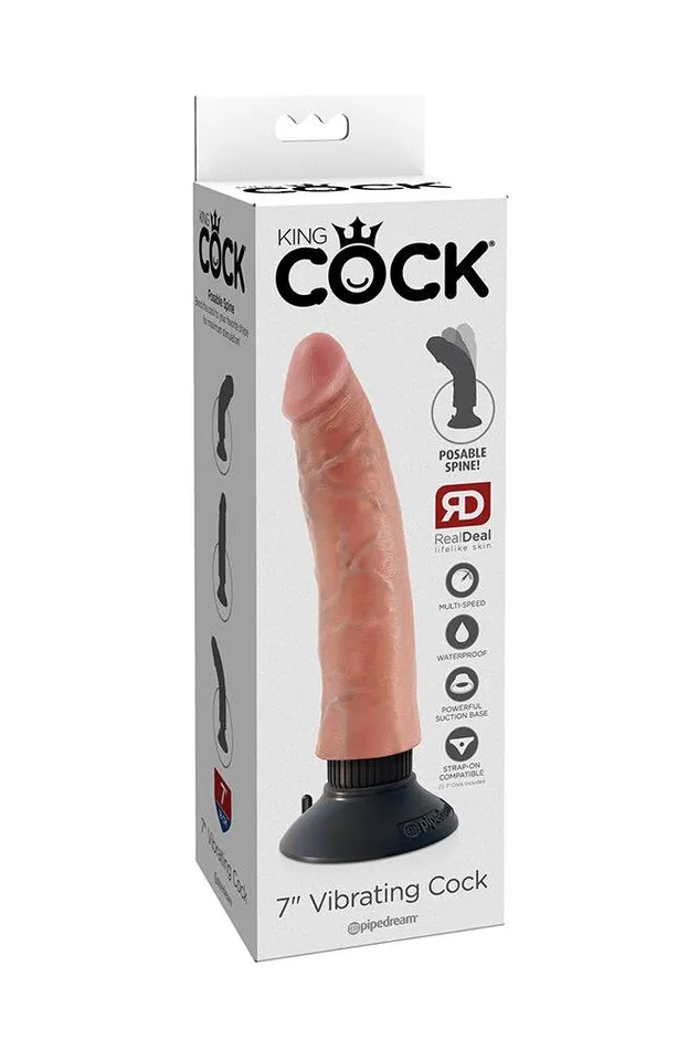 Pipedream Dildos Pipedream King Cock Vibrating Realistic Cock 7 inch Beige