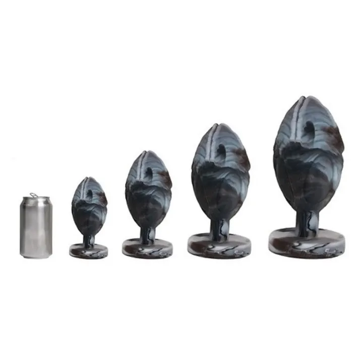 Platinum Liquid Silicone Stretcher Alien Egg 10 Inch Black Swirl Platinum Silicone Series Dildos