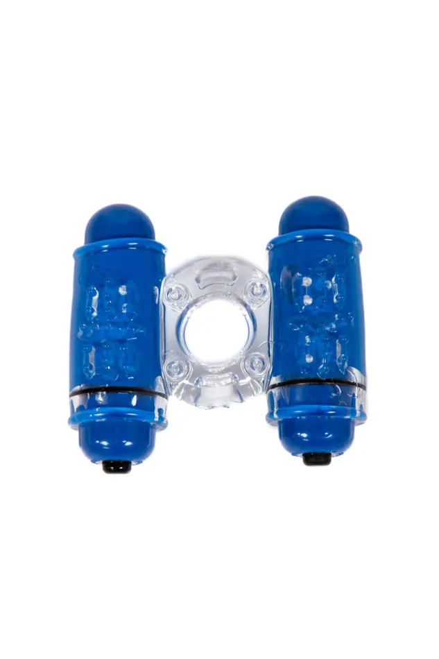 Screaming O Couples Screaming O Double Wammy 4B Dual Vibrating Cock Ring Blueberry
