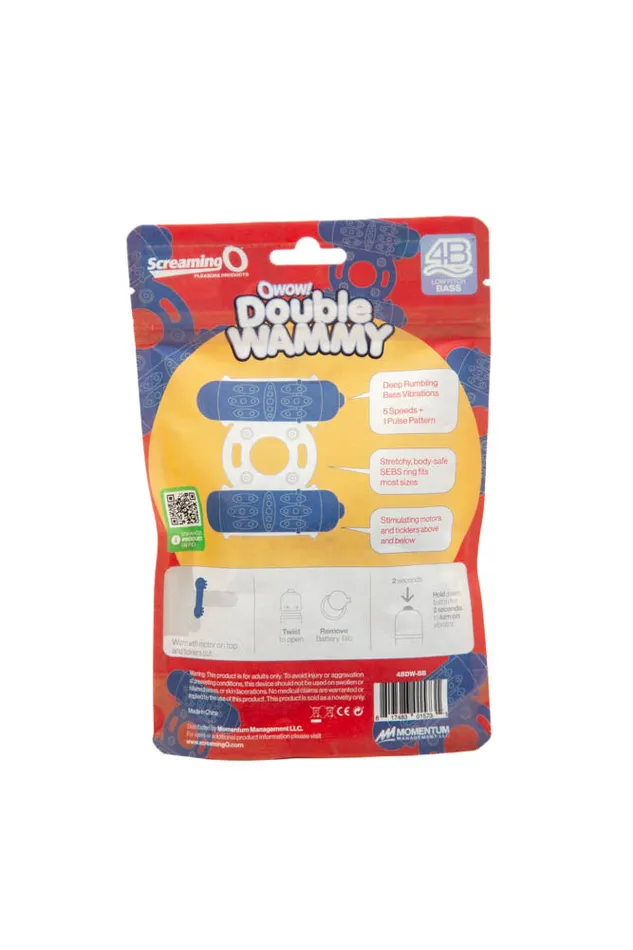 Screaming O Couples Screaming O Double Wammy 4B Dual Vibrating Cock Ring Blueberry