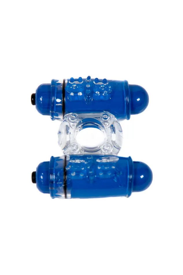 Screaming O Couples Screaming O Double Wammy 4B Dual Vibrating Cock Ring Blueberry