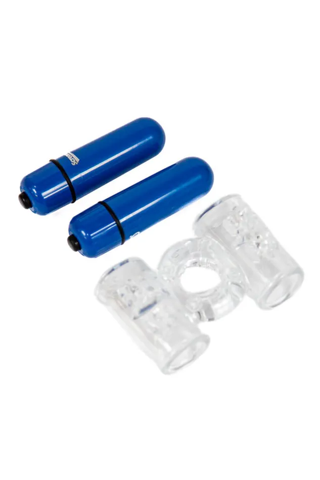 Screaming O Couples Screaming O Double Wammy 4B Dual Vibrating Cock Ring Blueberry