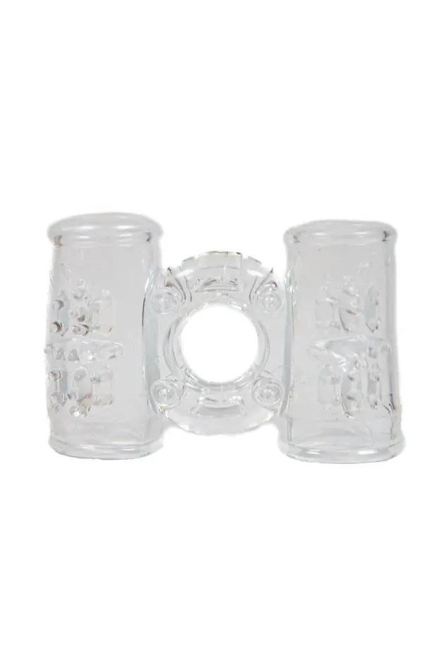 Screaming O Couples Screaming O Double Wammy 4B Dual Vibrating Cock Ring Blueberry