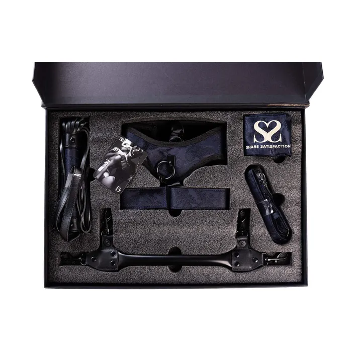 SHARE SATISFACTION Anal Share Satisfaction Bound Luxury Posture Collar Bondage Set Midnight Blue
