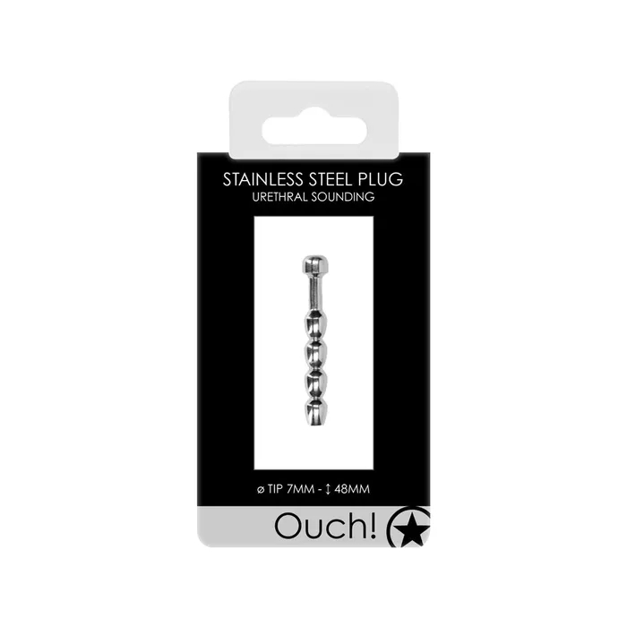 Shots Toys Anal Shots Ouch Urethral Stainless Steel Beaded Plug 7mm